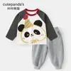 Conjunto de Manga Larga y Pantalón Largo Kaka Panda para Niñas, Atuendo de Otoño para Niños, Conjunto Casual de Dos Piezas de Invierno, Ropa de Bebé de Moda