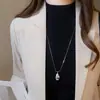 Collar Largo con Colgante Geométrico Irregular de Plata para Mujer, Cadena para el Cuello Versátil de Estilo Coreano de Lujo Ligero de Nicho, Accesorio Elegante y de Gama Alta
