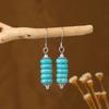 Aretes de Piedra de Pino Estilo Étnico Bohemio Retro Europeo y Americano Moda Transfronteriza Aretes con Borla de Turquesa Aretes Mujer