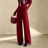 Pantalones rectos de franela de cintura alta con cordón para mujer, pantalones casuales holgados de moda clásica, nuevo estilo de otoño 2026 pantalones mom