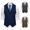 Amazon 2026 novo colete masculino de tweed espinha de peixe, lapela retrô, detalhe de corrente de cavalo, colete masculino