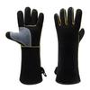 Luvas de Couro para Alta Temperatura 500 Graus Luvas de Soldador Isolamento Térmico Anti-queimadura Churrasco Acampamento Soldagem Elétrica Espessadas Luvas de Proteção do Trabalho