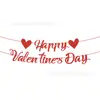 Banner del Día de San Valentín Feliz Día de San Valentín Guirnalda Brillante Roja en Forma de Corazón Decoraciones para Fiesta Guirnalda de Corazones
