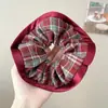 Diadema Retro a Cuadros Estilo Francés para Mujer, Diadema de Corona Alta con un Sofisticado Lazo para el Cabello, Accesorio para el Cabello Estilo Universitario