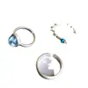 Anel Oval Azul Céu Zircônia Doce e Fresco para Mulheres Estilo Francês Retro Prata Quebrada Fosca Prata S925 Anel Aberto para Dedo Indicador Tendência