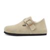 Zapatos Casuales sin Cordones de Cuero Genuino Gamuza Gris-Verde Estilo Cao Sanxi, Modelo Nuevo Zuecos Estilo Birkenstock