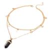 Collar con colgante de columna hexagonal de piedra natural, joyería transfronteriza europea y americana, multicapa, estilo simple, con forma de estrella y luna para mujer