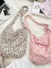 58101 Bolso de Lona con Estampado de Leopardo Retro Literario para Mujer Estilo Coreano Estilo Ins Gran Capacidad Bolso de Lona para Mujer Bolso de Hombro Sencillo Bolso Bandolera