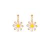 Moda Corea del Sur Pendientes de Flor para Mujer Simples Dulces Frescos Pendientes de Pétalo de Sol con Gota de Pegamento Pendientes de Margarita Joyería
