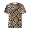 Camiseta con estampado de piel de serpiente de moda, impresión digital 3D, camiseta para hombre con estampado de piel de animal, cuello redondo, manga corta urbana, transfronteriza