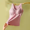 Colete Quente de Veludo Feminino com Forro de Lã Espessado com Bojo Outono e Inverno Roupa Íntima Quente Camada Base Interna Feminina Colete Sem Marcas Feminino