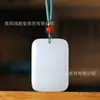 Pendente de Paz em Jade Tianshan Pingente de Buda Amuleto de Jade Fivela de Paz Joia Colar de Jade Calcedônia Pingente de Jade Seda Dourada