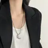 Collar con Colgante de Puma Estilo Coreano Cordón de Cuero Negro para Mujer Simple Versátil Elegante Cadena Larga de Lana Cadena para Clavícula Accesorios