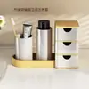 Set de Tres Piezas para Baño con Borde de Bambú Personalizado con Cajones, Set de Artículos de Tocador para Baño de Hotel, Kit de Almacenamiento para Vaso de Enjuague Bucal