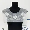 Nuevo cuello de chal de lentejuelas con cuentas hecho a mano, flor, bordado de malla, cuello de strass con cuentas de alta resistencia, flor en el cuello delantero, accesorio para prenda