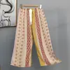 Pantalones de pijama de algodón para mujer, verano, finos, estampados, casuales, de pierna ancha, pueden usar mujeres embarazadas, comercio exterior, pantalones de talla grande