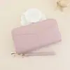 Billetera de Nuevo Estilo para Mujer Larga Europea y Americana Retro Bolso de Mano con Cremallera Única Gran Capacidad para Monedas y Teléfono Móvil Práctico con Correa de Muñeca