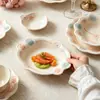 Estilo ins juego de vajilla de alto valor platos platos de cena de encaje cuencos de cerámica para el hogar cuencos de arroz cuencos de sopa platos de postre cubiertos
