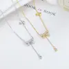 Delicado y Elegante Collar con Colgante de Lazo Incrustado de Diamantes para Mujer, Diseño Único con un Toque de Lujo, Versátil y Lleno de Diamantes para la Clavícula