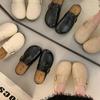 Pantuflas de Baotou para Mujer, Nueva Moda Primavera 2025 Versátiles de Cuero sin Cordones Sandalias de Suela Gruesa