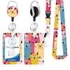 Novo Conjunto de Crachás com Estilo de Ilustração de Gato com Fivela de Puxar Fácil Porta-Crachá de Identificação Cordão Conjunto de Três Peças