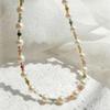Collar de Perlas de Turmalina Multicolor Que No Se Desvanece, Cadena Versátil de Clavícula de Alto Nivel Dopamina de Verano para Mujer