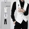 Conjunto de Colete de Terno com Lapela de Entalhe de Alta Qualidade, Colete Jaqueta Estilo Britânico Leve para Negócios com Lapela de Entalhe Slim-Fit