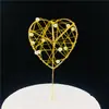 Estrella de Cinco Puntas Hueca de Hierro Forjado Perla Enchufe Luna Tarjeta de Amor Decoración de Mesa de Postres para Hornear Pastel de Cumpleaños