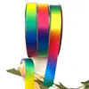 Cinta Arcoíris de 2.5cm Fábrica Hecho a Mano DIY Empaque para Horneado Cinta de Poliéster de Alta Densidad Gradiente Empaque para Caja de Regalo