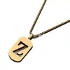 Collar de Acero Inoxidable Dorado con 26 Letras para Hombre, Cadena de Perlas de 60 cm, Color Duradero, Joyería al por Mayor, Collar de Acero de Titanio