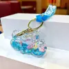 Llavero Luminoso de Motocicleta de Moda para Tiktok Figura Flotante Creativa de Acrílico Colgante de Botella de Arena Líquida Rellena de Aceite Venta al por Mayor