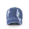 Bonés de Baseball Jeans Desgastado Atacado, Estilo Vintage Lavado, Chapéus de Proteção Solar Unisex 100% Algodão, Logo Personalizado