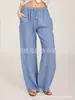 Comércio Exterior Transfronteiriço 2026 Novo Estilo Várias Cores Sólidas Algodão e Linho Feminino Solto Yoga Versátil Cordão Calça Casual
