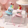 Linda Creativa Fiesta de Cumpleaños Pastel Peluche Diadema Hecho a Mano Accesorios para Fotos de Fiesta de Cumpleaños Clip para el Cabello de Dibujos Animados Accesorios para el Cabello