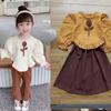 Conjunto para Niña con Camisa de Rosa 3D y Pantalones Acampanados con Aberturas, Nueva Moda Primavera y Otoño Ropa Infantil