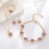 Han Feng Joyería Elegante para Mujer Mariposa Rosa con Goteo de Aceite Creativo Estilo Chanel Collar Pulsera Pendientes Anillo Juego de Cuatro Piezas