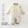 Roupa Quente Espessa Classe A para Recém-Nascidos, Macacão Bebê com Forro de Fleece Amigo da Pele, Roupa Íntima Confortável de Outono/Inverno para Bebês 150g