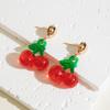 Europa y Estados Unidos moda dulce transfronteriza acrílico personalidad lindo cereza roja temperamento Joker regalo de San Valentín aretes