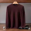 Suéter de cachemira para hombre al por mayor transfronterizo, suéter de color liso con cuello redondo, camisa base de punto de lana holgada de negocios casual de alta gama