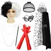 Venta Directa de Fábrica Nueva Peluca de Bruja Blanca y Negra Accesorios para Disfraces de Fiesta de Baile de Halloween Set de Guantes