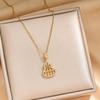 Collar de Ábaco Calabaza de Zirconia Estilo Caperucita Roja Cadena para Clavícula de Lujo Ligero Nicho para Mujer Joyería con Microincrustaciones Chapada en Oro Real