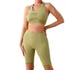 Roupa de Yoga Transfronteiriça Conjunto de Calças de Cinco Pontos Bumbum de Pêssego Regata Costas em I para Esportes Justa Cintura Alta Secagem Rápida Conjunto de Fitness
