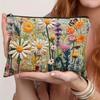 Amazon Transfronterizo Poliéster Lino Impresión Digital 2D Bordado de Imitación Floral Lienzo Bolsa de Maquillaje con Gran Capacidad
