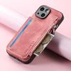 Adecuado para Exportación, Funda para Teléfono iPhone 17 para Múltiples Tarjetas, 17 Negocios Retro Almacenamiento con Cremallera Funda de Cuero para Teléfono Apple 16