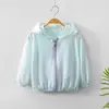 Ropa con Protección Solar para Niños 2025 Verano Manga Larga con Capucha Cremallera Color Sólido Seda de Hielo Ligero Casual Abrigo Malla Transpirable