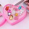 Anel Infantil Princesa Menina Fofa Diamante Sintético Elsa Desenho Animado Pedra Preciosa Menina Bebê Presente de Jardim de Infância