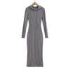 Vestido elegante de otoño, ajustado, adelgazante, con capucha, abertura lateral, cintura ajustada, manga larga, para mujer