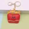 Llavero de cuero de moda de hamburguesa y papas fritas, accesorio de bolso de alta gama, llavero lindo y versátil, regalo pequeño