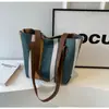 Bolsa Grande Mujer 2026 Nueva Moda Bolso de Lona Rayado Bolso de Mano para Viajes Diarios Bolso Tote de Hombro Único Cruzado de Moda