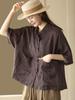 Camisa de Râmio Feminina Artística Cor Frita Camisa com Lapela Temperamento Top Fino Verão
